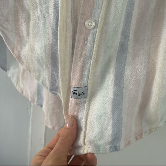 RAILS Rainbow Pastel Button down Cotton shirt szS - Picture 6 of 8